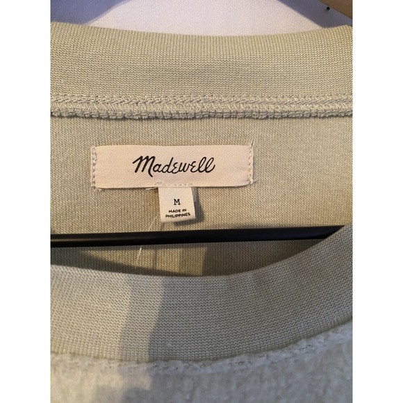 Madewell Fleece Sweatshirt Buttons Light Green Size M NWT - Picture 3 of 4